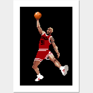 Dennis Rodman Bulls Pixel Rebound Posters and Art